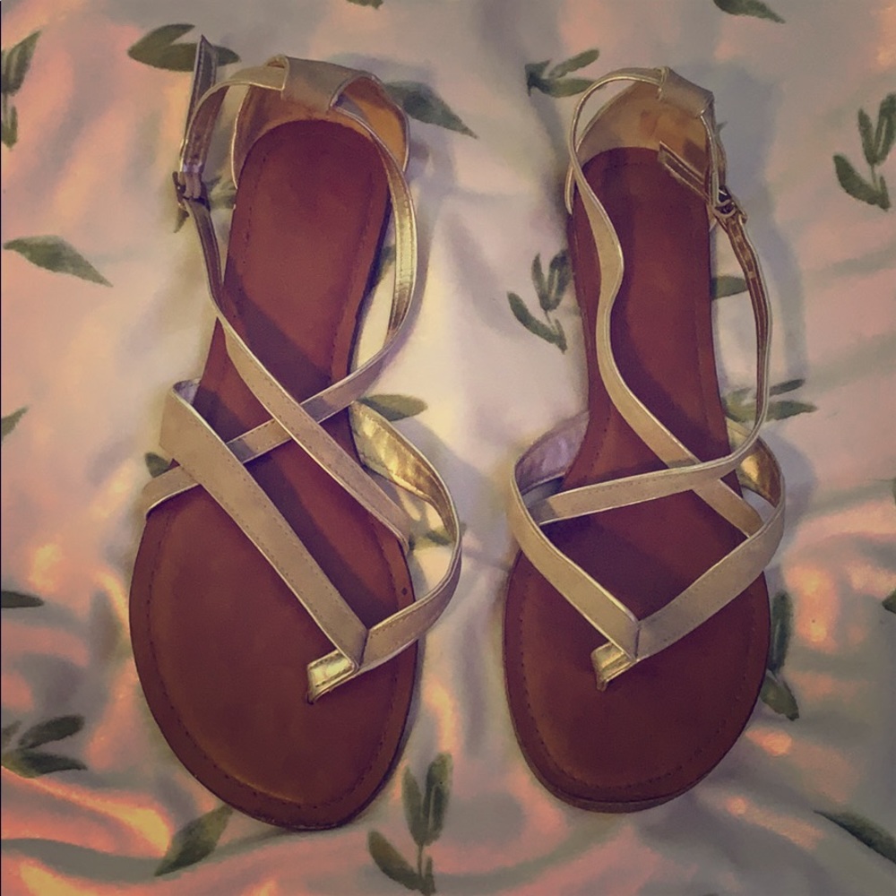 Tan/silver sandals